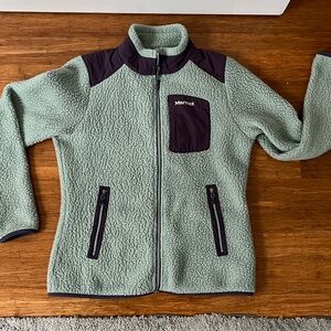 Marmot Womens Wiley Jacket Green Medium Deep Pile Fleece, size medium